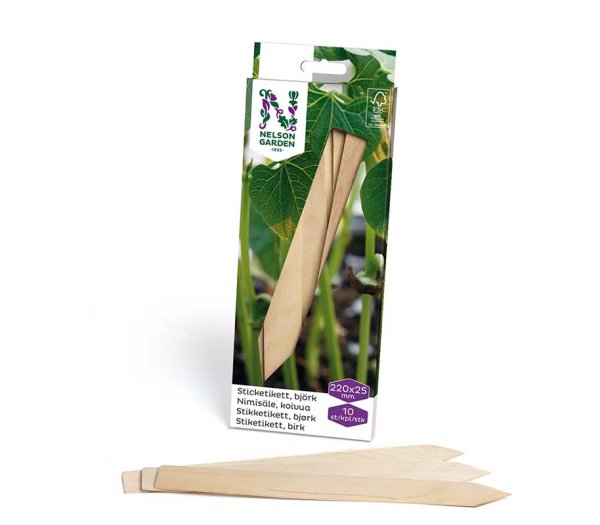 Sticketikett trä 22 cm, 10 st