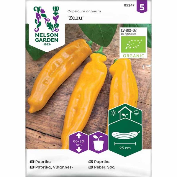 Spetspaprika 'Zazu' Organic